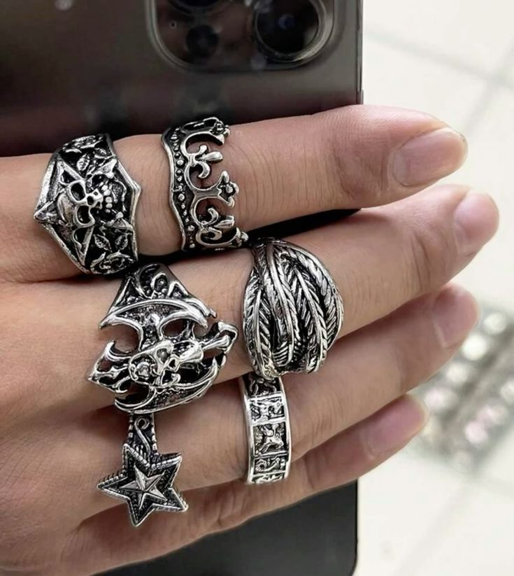 6pcs set fashionable punk street style skull…